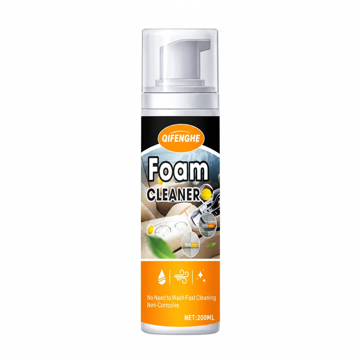 Professional-grade foam cleaner with a mild neutral formula, no rinse needed, provides durable and long-lasting cleaning effect