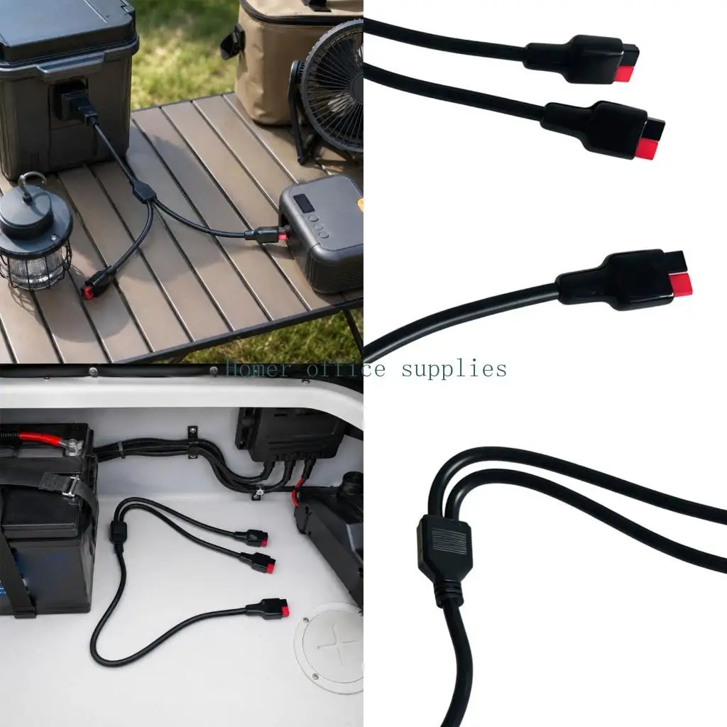 K43B Three-End Split Wire Cable, 1 to 2 Branch Layout with 16AWG 1-36V Format for Battery Pack Charging, Line Extension and