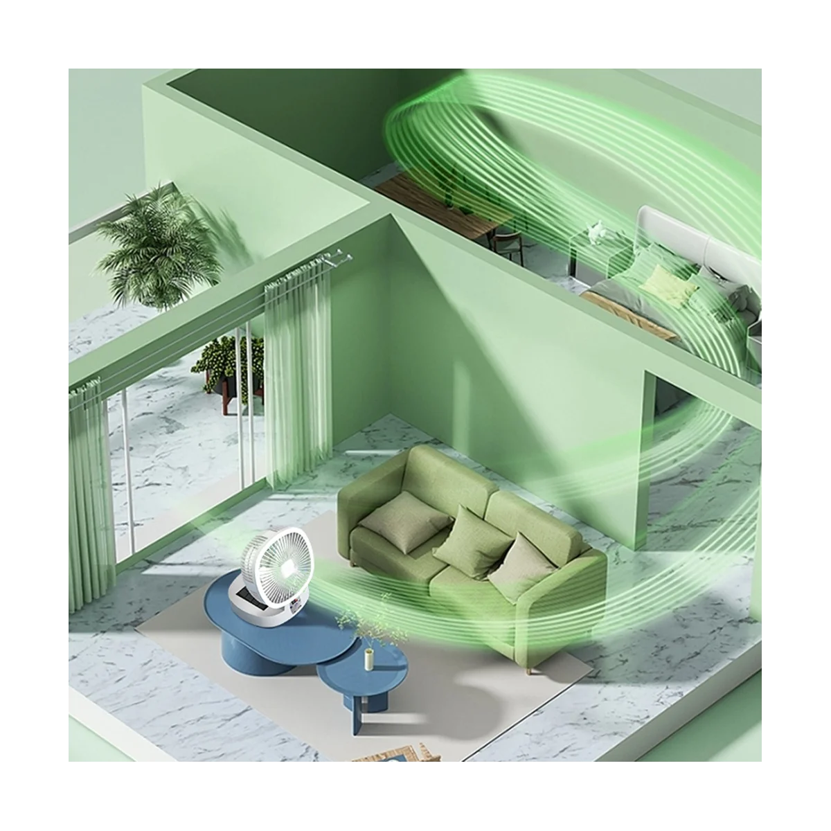 مروحة التخييم في الهواء الطلق تعمل بالطاقة الشمسية، مروحة كهربائية محمولة لسطح المكتب، 3 سرعات مع جهاز تحكم عن بعد - لها