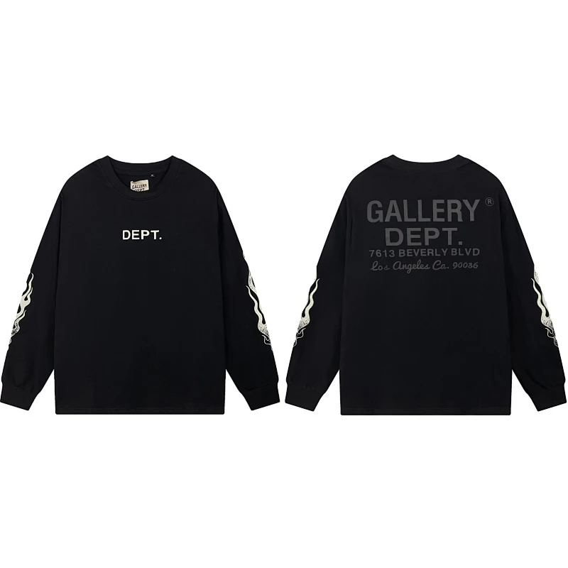Loose Long Sleeve T-Shirt Unisex Spring Autumn Flame Letter Print Base Shirt Hip Hop Style Cotton Youth Fashion Basic Tee