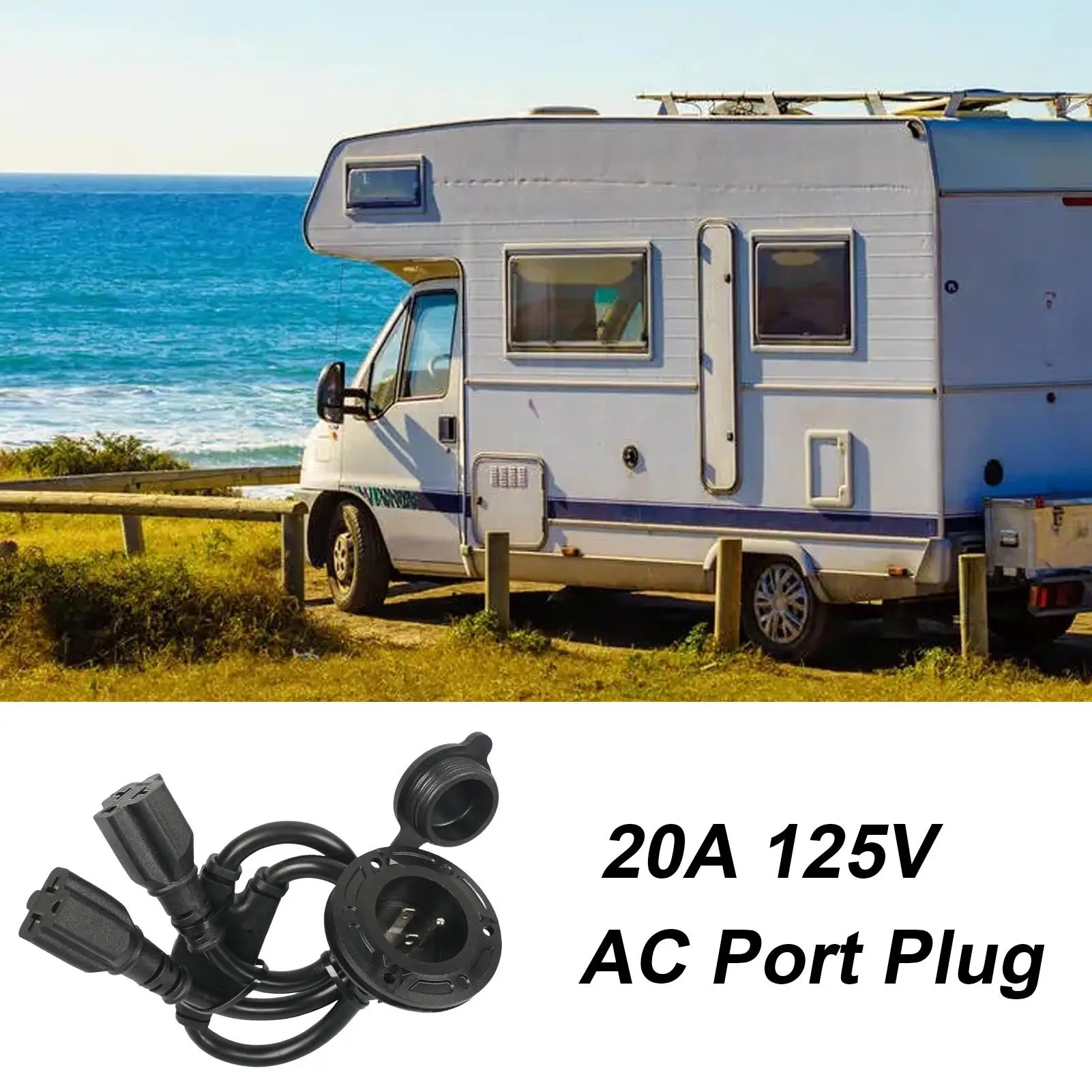 

US-standard RV power outlet Waterproof AC Shore Power Plug, 20A Durable Vehicle Power Inlet, Stable Charging Connector for RV