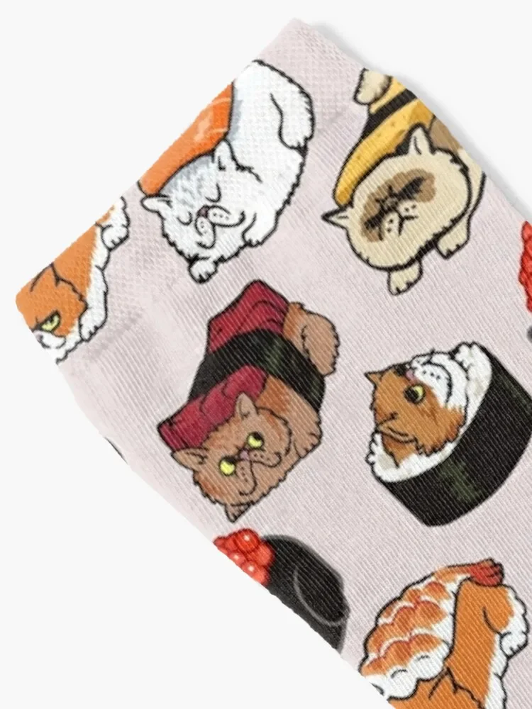 Calcetines de gato persa Sushi para hombre y niña, medias de navidad, regalos de invierno