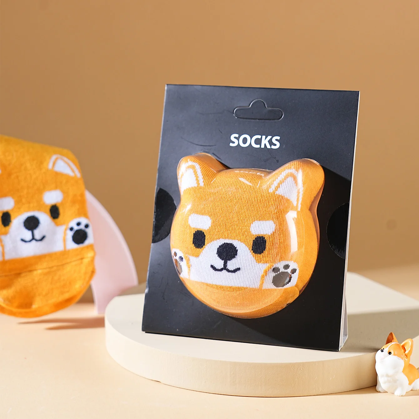 1 pair of unisex short socks with a novel and interesting animal dog design, gift box socks, creative socks, fashionable and trendy style, comfortable and breathable, suitable for parties, casual wear, Valentine's Day, Halloween, birthdays, Christmas, New Year, Thanksgiving, autumn and winter, all-season creative gift box