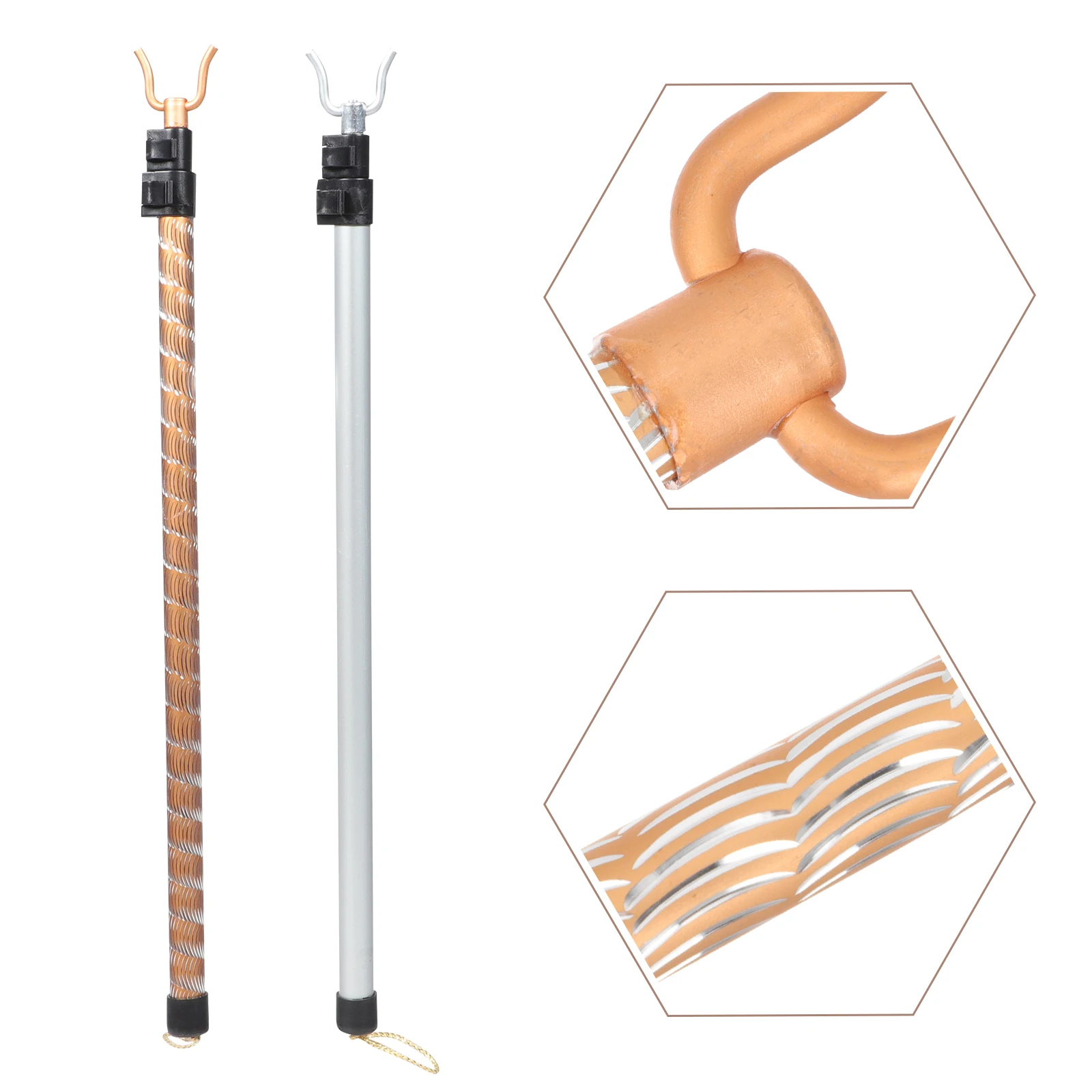 

2pcs Retractable Reaching Rod Adjustable Metal Clothes Fork Aluminum Alloy Clothes Drying Pole Strong Load-Bearing