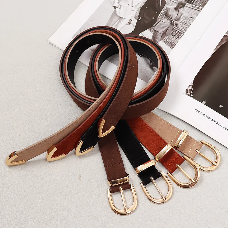 Vintage All-match Women Jeans Belts PU Suede Waist Belts for Women 2025 Plain Ceinture Homme Correas Para Mujer Corset Belts