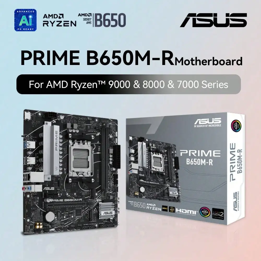 Placa base ASUS PRIME B650M-R Micro-ATX DDR5 compatible con PCIe 4,0 Realtek 2,5 Gb para AMD 7700 7700x 7600x CPU ram kit