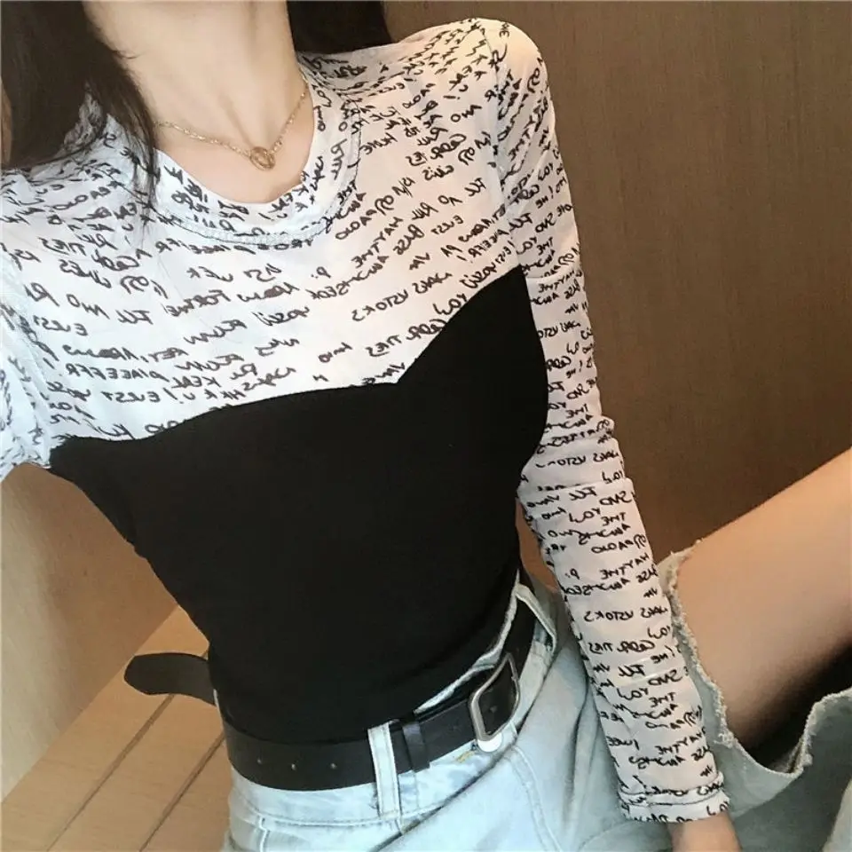 Top for Women Striped 2024 Sexy Clothing Off Shoulder Woman T-shirt Black Tshirt Xxl Alt Elegant and Youth with Sleeves Tee Goth