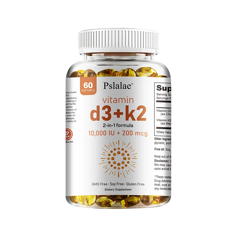 Vitamin D3 10000 IU with K2 200 Mcg | 2 in 1 Support Immune, Heart, Joint, Teeth & Bone Health