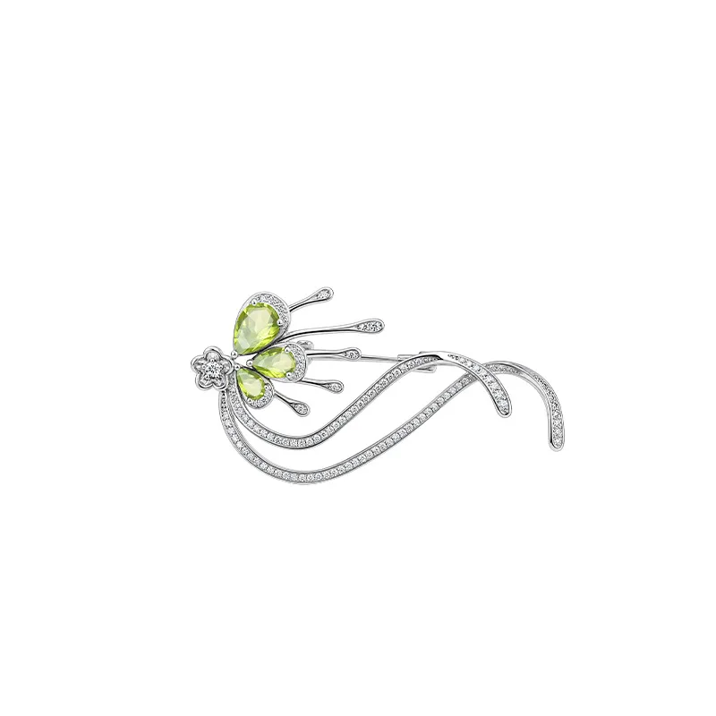 925 Sterling Silver Brooch for Women Natural Blue Topaz Amethyst Citrine Peridot Garnet Genuine Fine Jewelry Gift