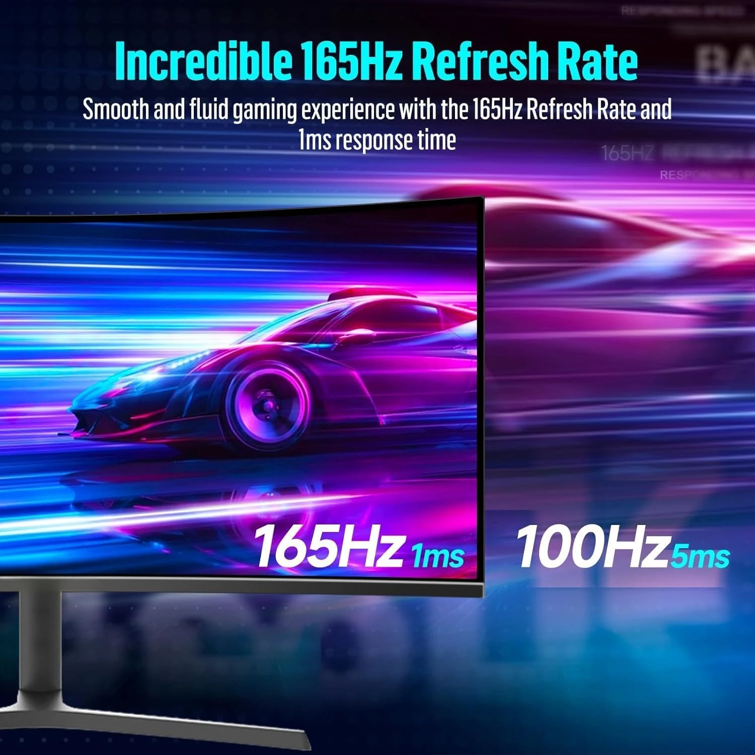 34 Inch Ultrawide Curved Gaming Monitor, 1500R PC Screen 165hz UWQHD 3440x1440, Curved Computer Screen with FreeSync image 4