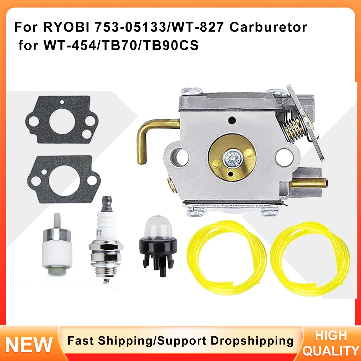 Carburetor WT-454 for Ryobi TB70 TB90CS 775R Trimmer, Replaces 753-05133 & WT-827