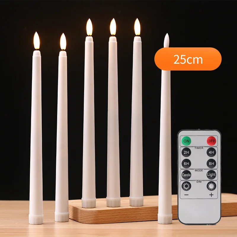 

3 шт. коническая свеча и дистанционный таймер 24 см 25 см на батарейках длинный восковой беспламенный оконный светильник 3d фитиль атмосферная лампа на Рождество
