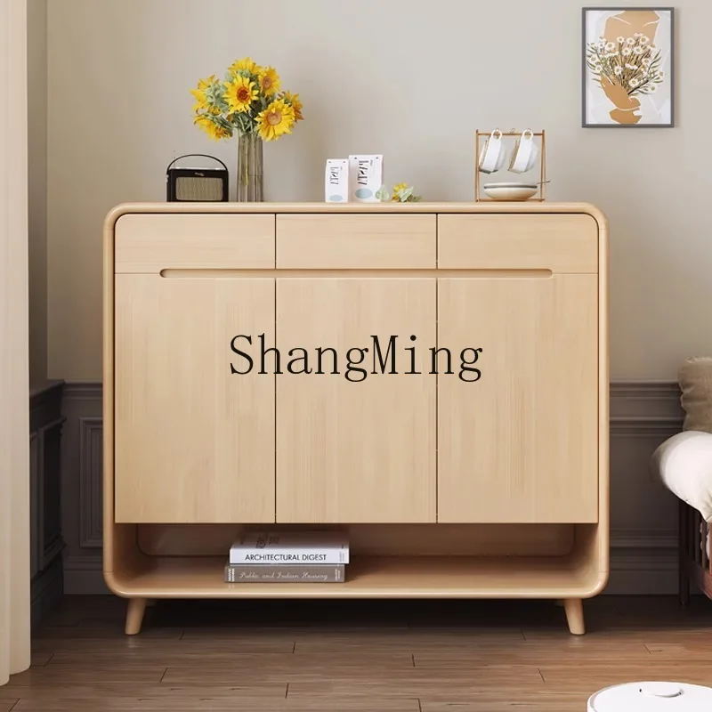 

FG all solid wood entrance entrance shoe cabinet home door simple modern log color living room locker