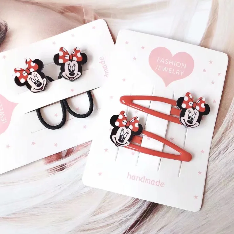 

Disney Minnie Mouse Hair Rope Hairs Clip Kawaii Cartoon Barrettes Rubber Band Hairpin Elastic Headwear Girls Hair Accessories