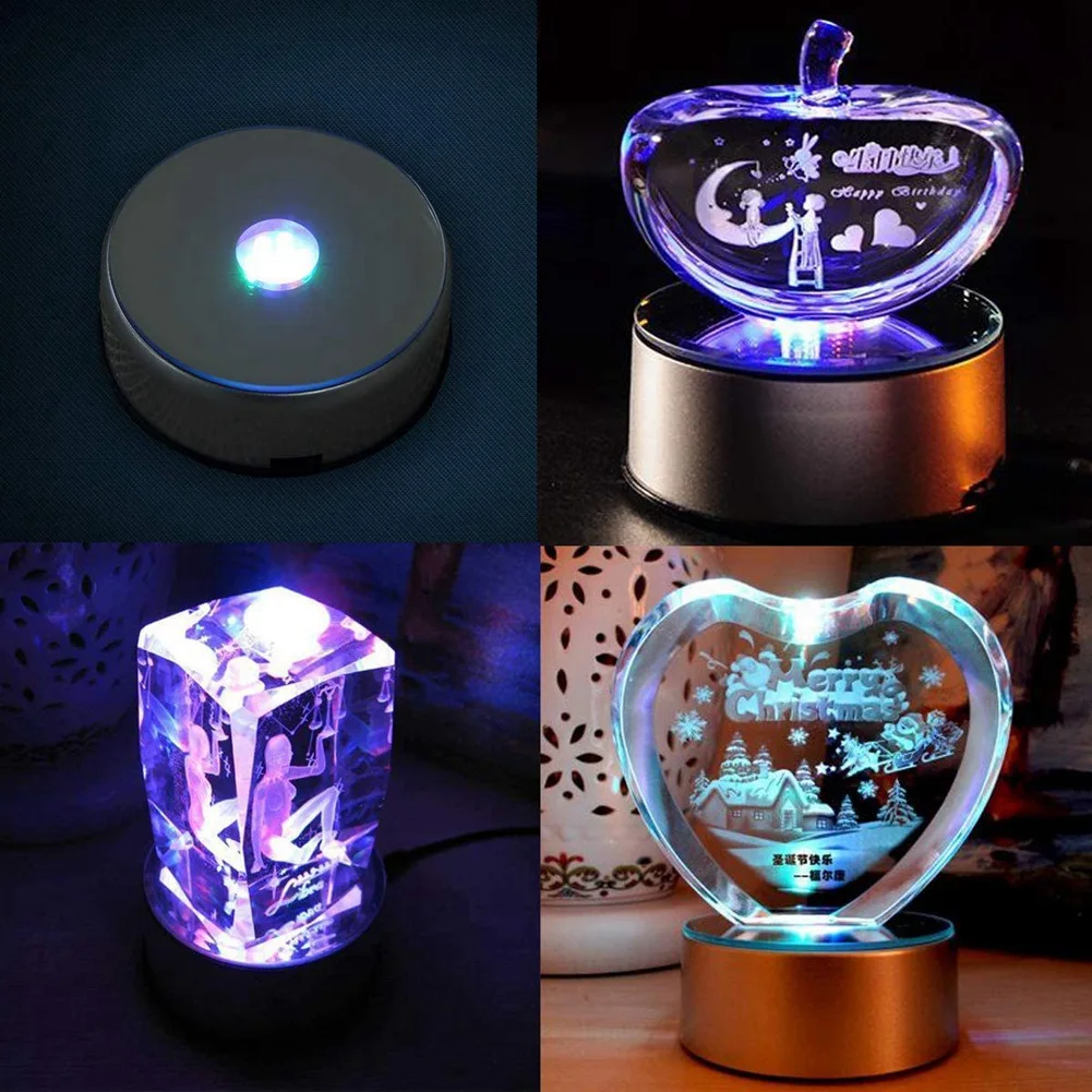 Imagem -04 - Display Turntable Base para Cristais Glass Art Display Led de Cristal Rotativo Colorido Stand com Cabo Usb