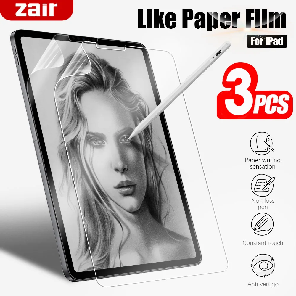 

(3 Packs) Paper Film For Apple iPad 2th 3th 4th 5th 6th 7th 8th 9th 10th Generation 9.7 10.2 10.9 Tablet Screen Protector