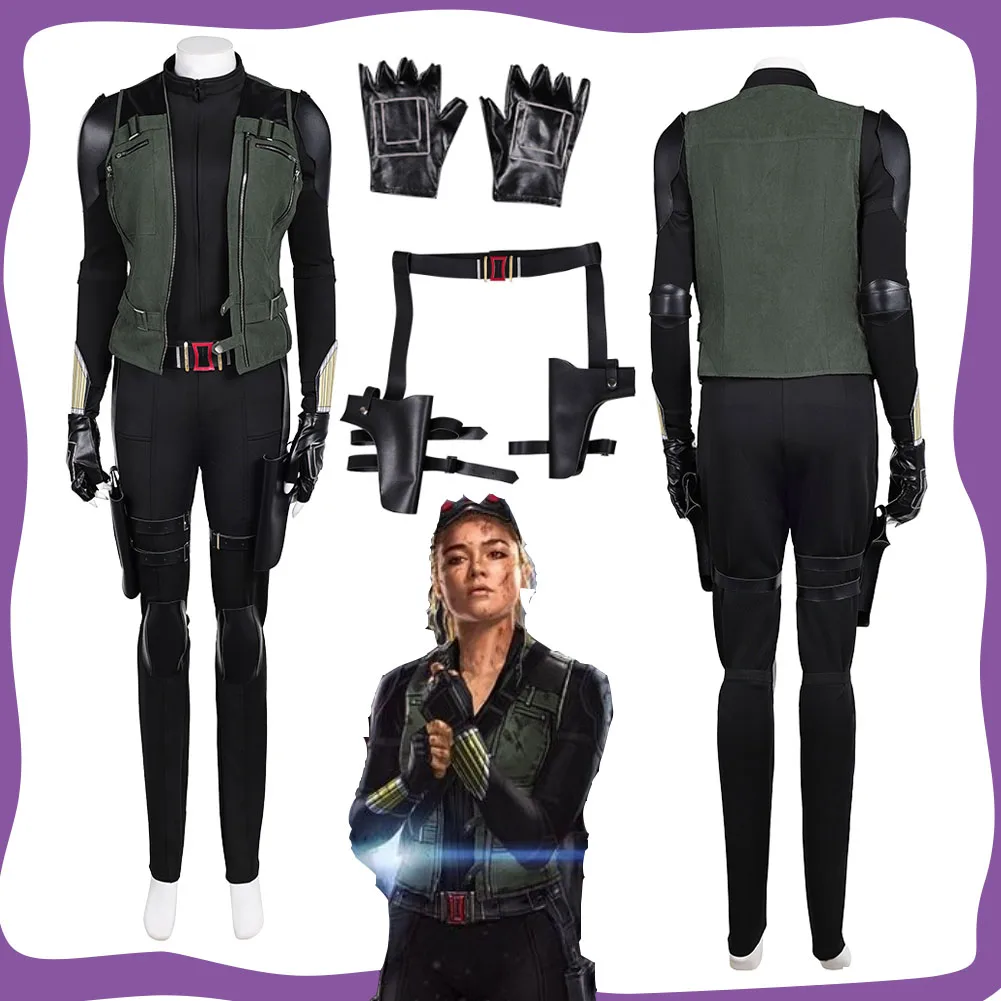 

Yelena Belova Cosplay Women Green Costume Roleplay Movie Thunder Cos Bolts Disguise Outfits for Adult Halloween Carnival Suit