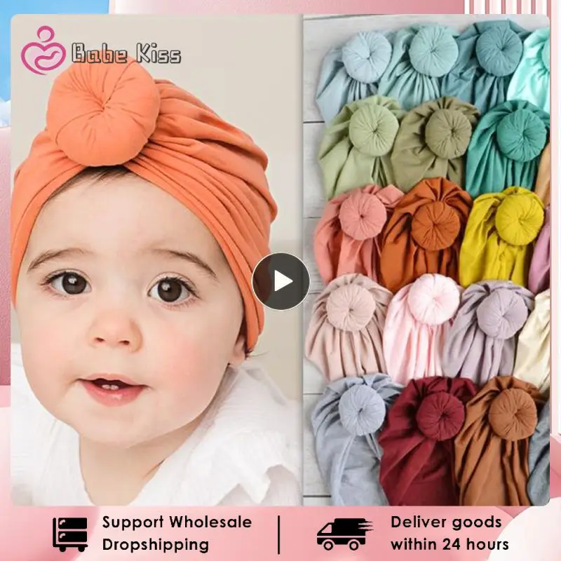 Solid Color Baby Hat Beanies Cute Turban Hats Autumn Infant Toddler Newborn Baby Bonnet Headwraps Baby Boy Girl Accessories