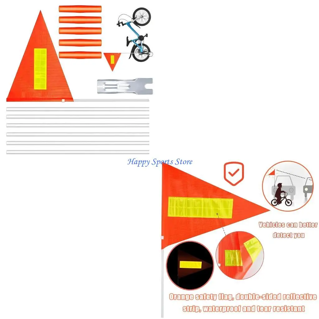 

J7JF 13lots Electric Bike Trailer Flag Kids Safety Regulable Cycling Handlebars Flag