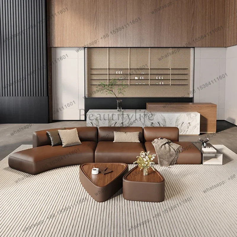LSModern Luxury Curved Sofa Nordic Minimalist Office Hotel Lobby Reception Sofa Beauty Salon Office Furniture أثاث مكتبات FYOS