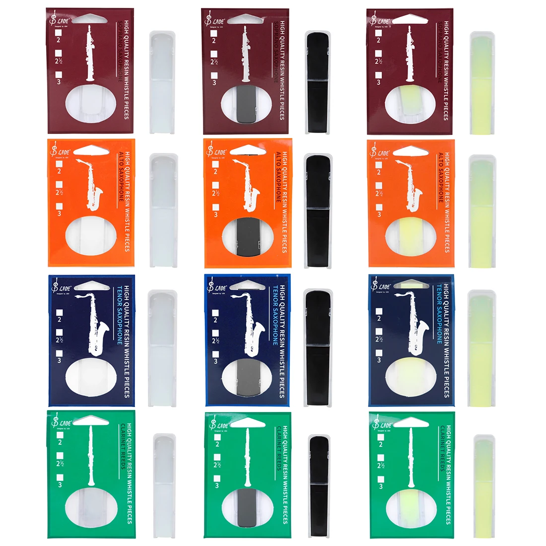 SLADE Saxophone Reeds Alto/Tenor/Sprano Sax Clarinet Reeds with Reed Clip 2.5 Strength Woodwind Instrument Parts & Accessories