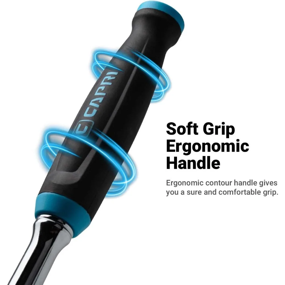 Extra Long 90-Tooth Fine Ratchet, 1/2 Inch Drive, 25 Inch Length, Ergonomic Soft Grip, High-Quality Long-Reach Tool