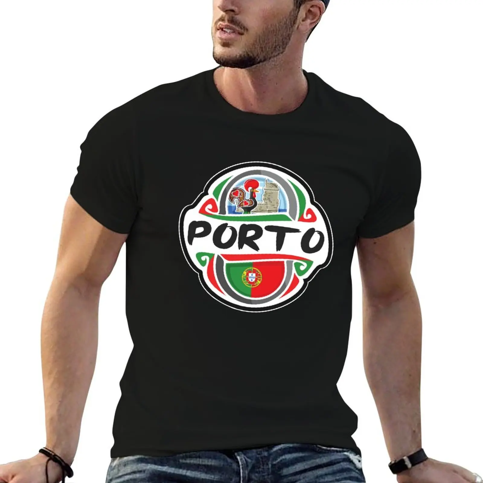 Porto Portugal Flag Badge Travel Souvenir Stamp T-Shirt shirts graphic tee anime figures men graphic t shirts