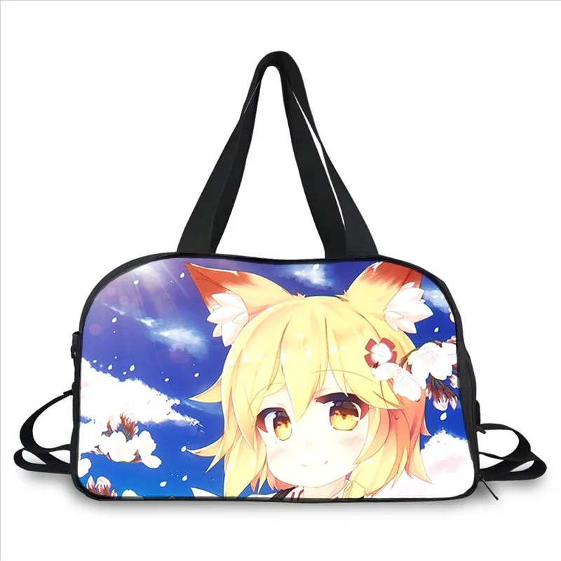 Anime the helpful fox senko san 3D printing fashion trend portable large capacity multi-function messenger bag travel bag