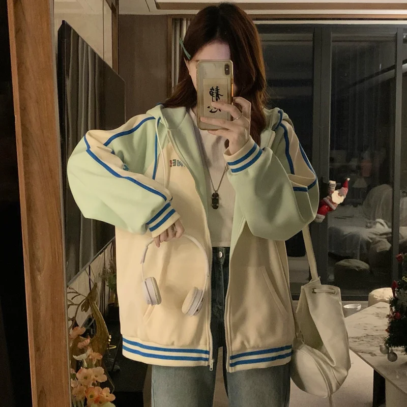 

Baseball Jackets Number Womens Autumn Spring Panelled Notched Comfy Knitwear Boyfriend Anti-Freezing Military Embellished Ladies