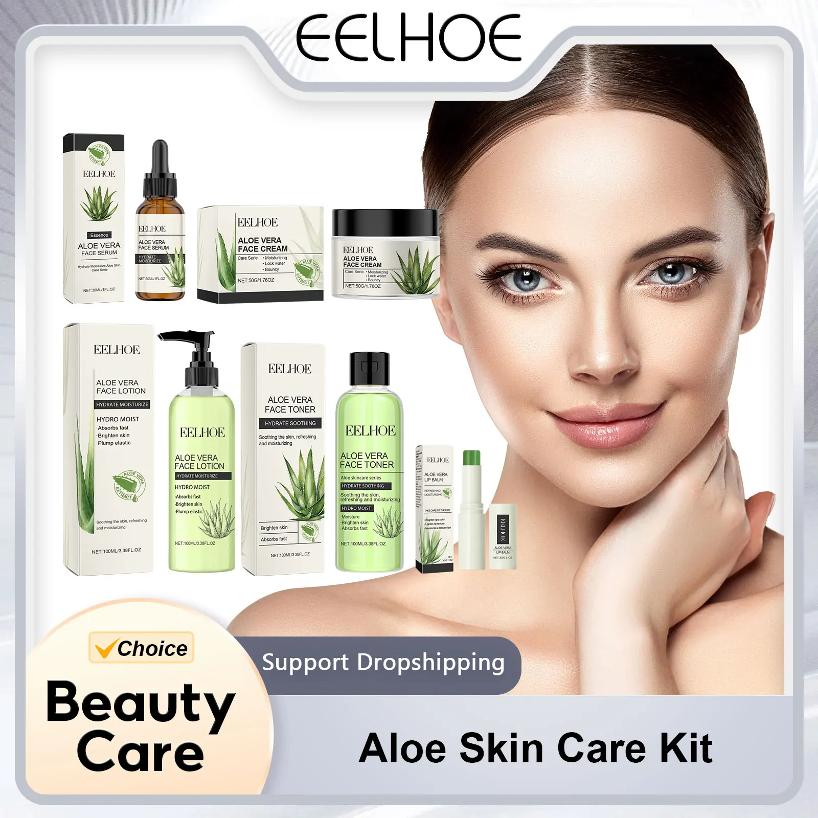 

EELHOE Aloe Skin Care Kit Repair Face Moisturizer Nourishing Hyaluronic Acid Improve Dull Skin Firming Rejuvenate the Face Care