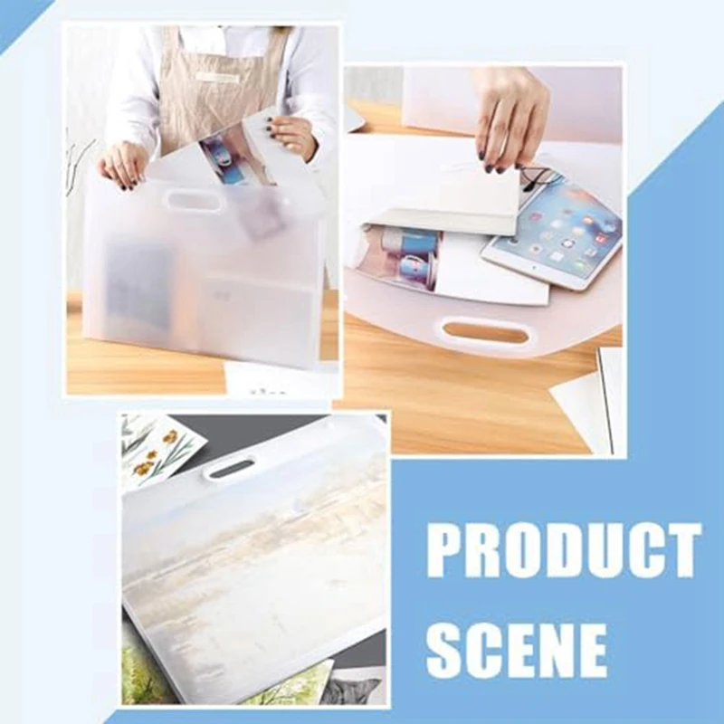 2Pcs Waterproof Folders With Handles Rectangular Art Storage Box For Painting Sketch Photography Art