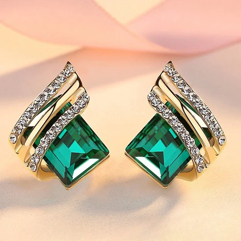 Fashion Gold-plated Zircon Earrings Crystal Earrings Engagement Earrings for women Princess Jewelry Birthday Anniversary Gifts image 3