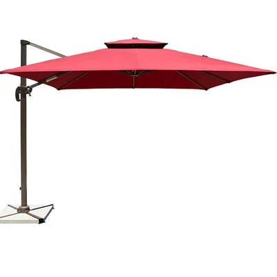 New  UV Printed Fabric Outdoor Furniture Large 3.5m Cantilever Double Canopy Garden Umbrella Economic Parasol For Beach