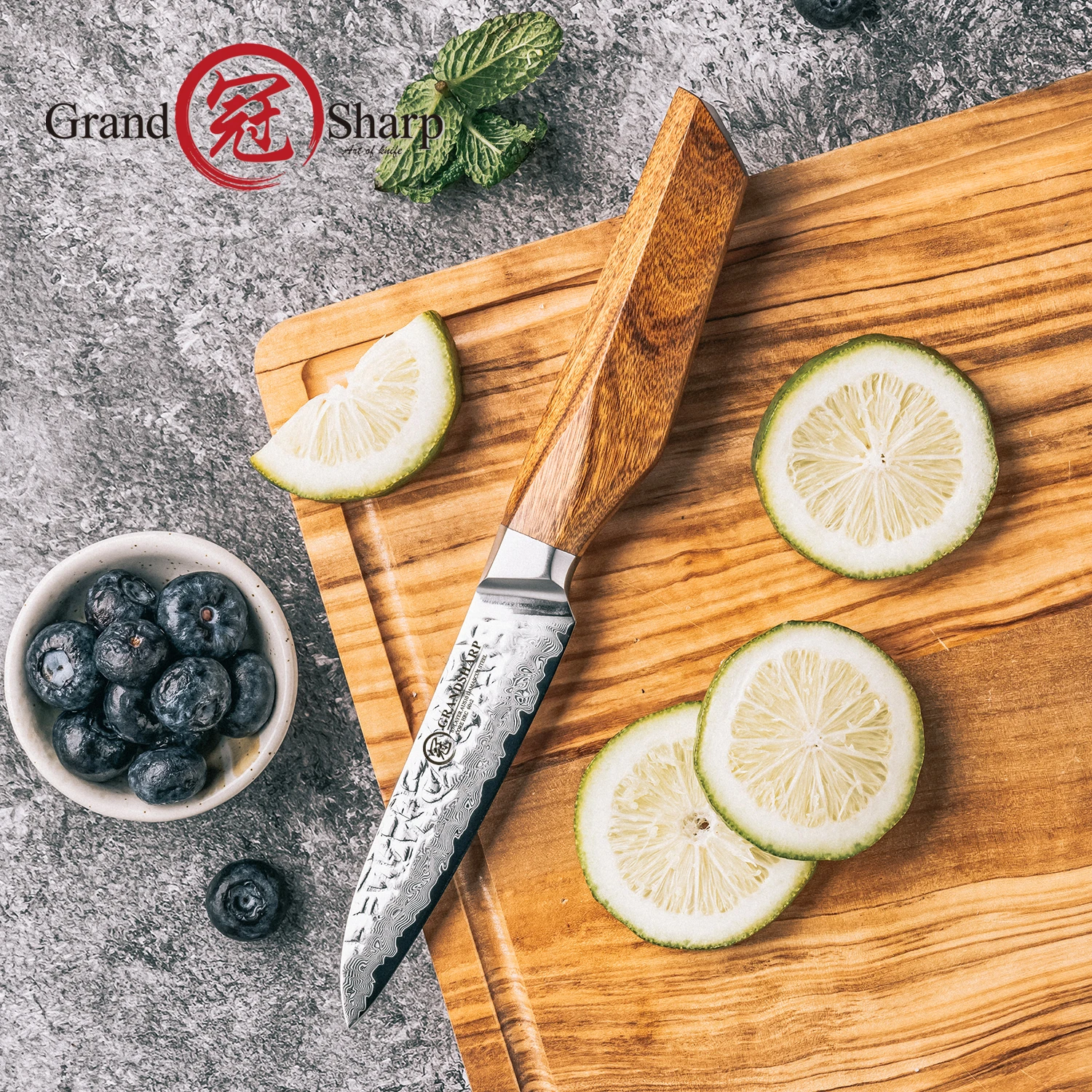 

Grandsharp 3 Inch Fruit Knife 67 Layer Damascus Steel Aus-10 Core Africa Rose Wood Handle Sharp Precision Kitchen Tool For Chef