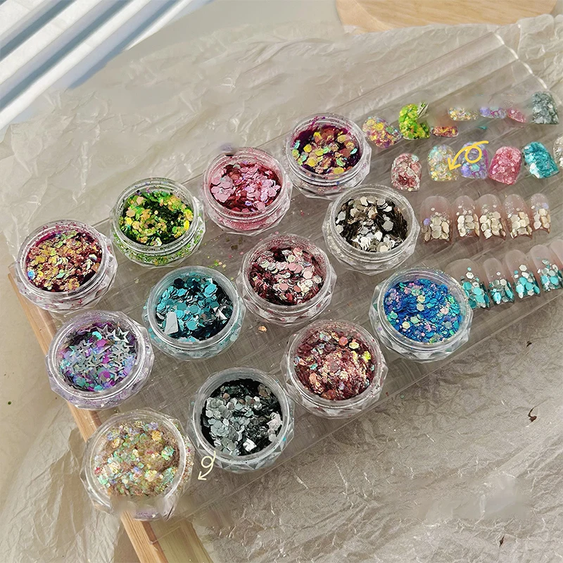 Irregular Chameleon Colored Nail Glitter Sheet Nail Art Five Pointed Star Nail Accessories DIY Wearing Armor Material