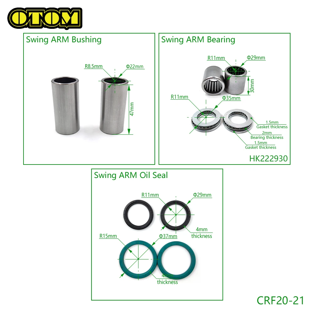 Motorcycle For HONDA Swing ARM Bearing Oil Seal Bushing CR125 CRF250R CRF250X CRF450R CRF450L CRF450RX CRF450X CRF450RWE Bikes