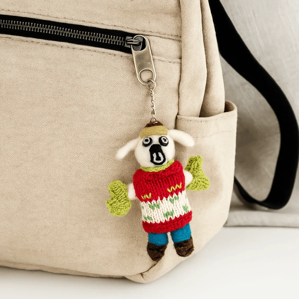 Cute Rabbit Wool Felt Animal Pendant Nepal Bear Rabbit Keyring Handmade Little Pig Cartoon Keychain Backpack Decor