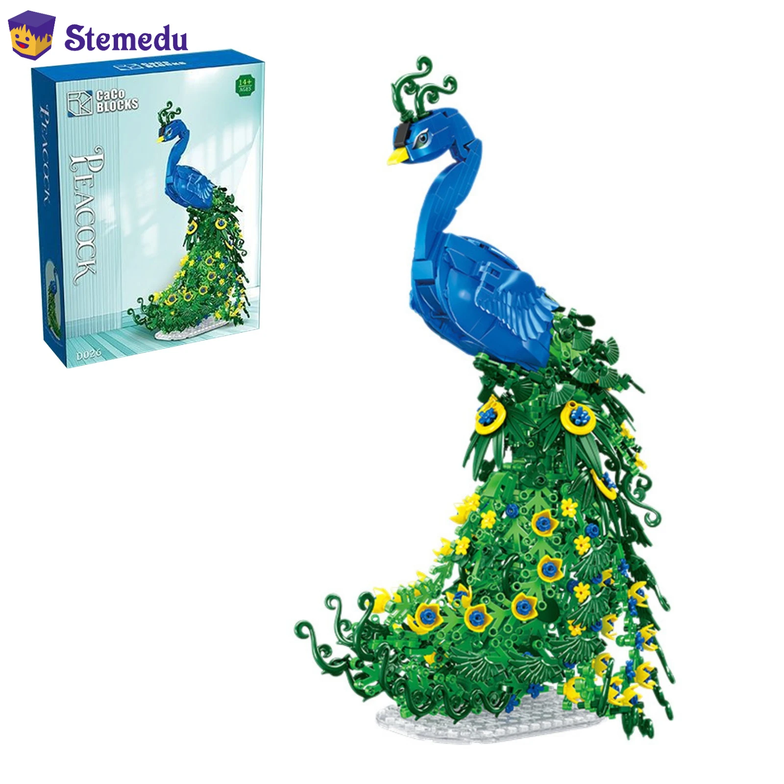 

MOC Peacock Model Kit D026 Building Blocks Bricks Flower Parts Decoration Toys with Paper Manual Christmas Gift for Kids Adult