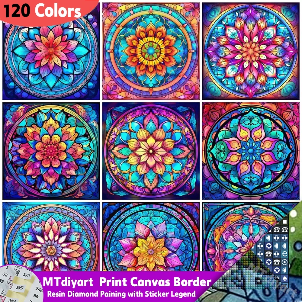 

Мандала из смолы, 120 цветов, наклейка с алмазной живописью, легенда, цветок, 5D, мозаика «сделай сам», подарок ручной работы, художественное украшение для дома, набор для рукоделия