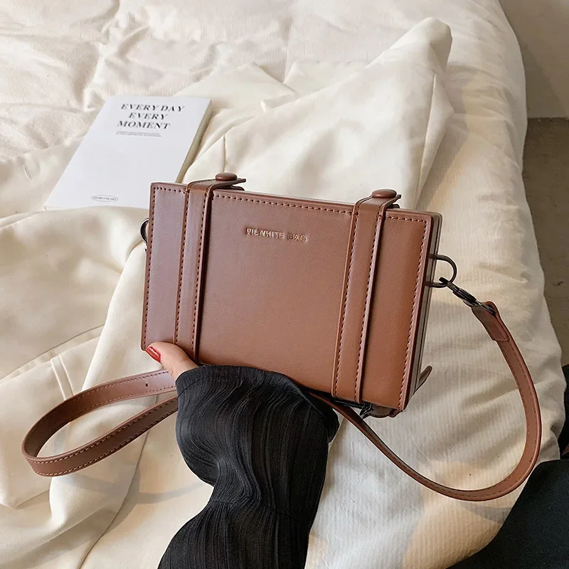 Simple Men\'s Small Shoulder Bag Unisex Phone Bags Streetwear Personality Box bag for Men Suitcase Shape Crossbody bags bolso 가방