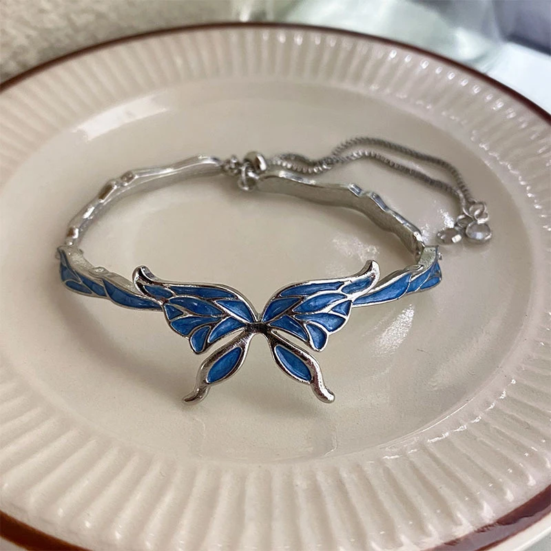 Blue Butterfly Bracelet Women'S Fashion Exquisite Jewelry Accessories Fantasy Girls' Temperament Hand Jewelry Chain Gifts