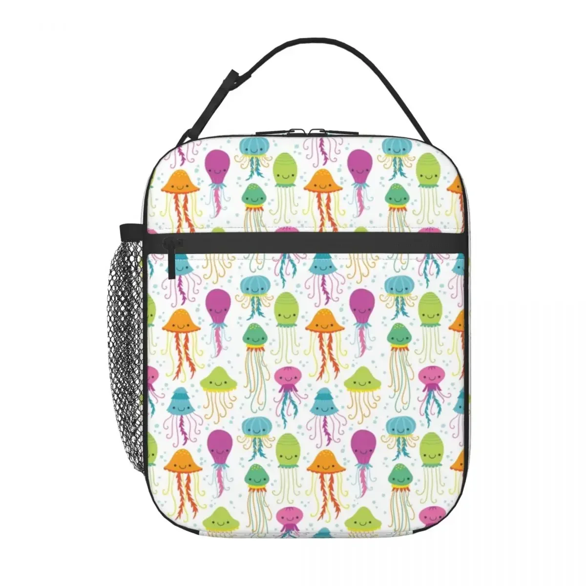 Cute Jellyfish Pattern Insulated Lunch Tote Bag for Women Portable Thermal Cooler Bento Box Outdoor Camping Travel