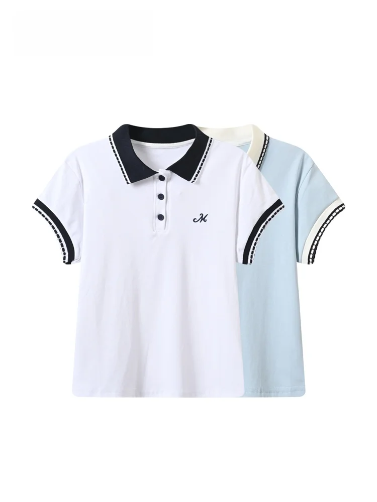 

Casual Short Sleeve Neck T-Shirt Women plus Size Summer Loose Fit Fashionable Versatile Meat Concealing Cotton Blend Top
