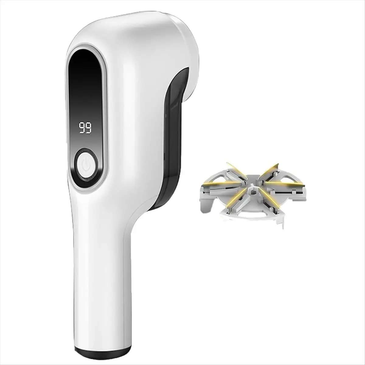 Elektryczny odpylacz do ubrań A68M, akumulatorowy, odpylacz, inteligentny cyfrowy wyświetlacz, golarka do kłaczków, cyfrowy wyświetlacz mocy, biały