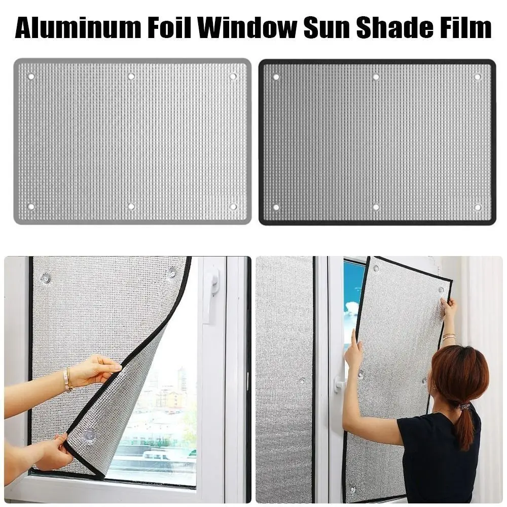 Aluminum Foil Window Insulation Film Anti-UV Double Side Window Sun Shade Film Removable with Suction Cup Window Privacy Film