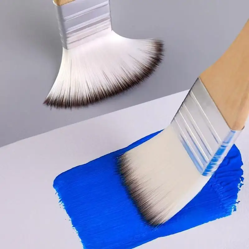High Performance 9Pcs Nylon Paint Brush Set Solid Wood Handle for Student Beginner Ceramic Painting Art Supplies