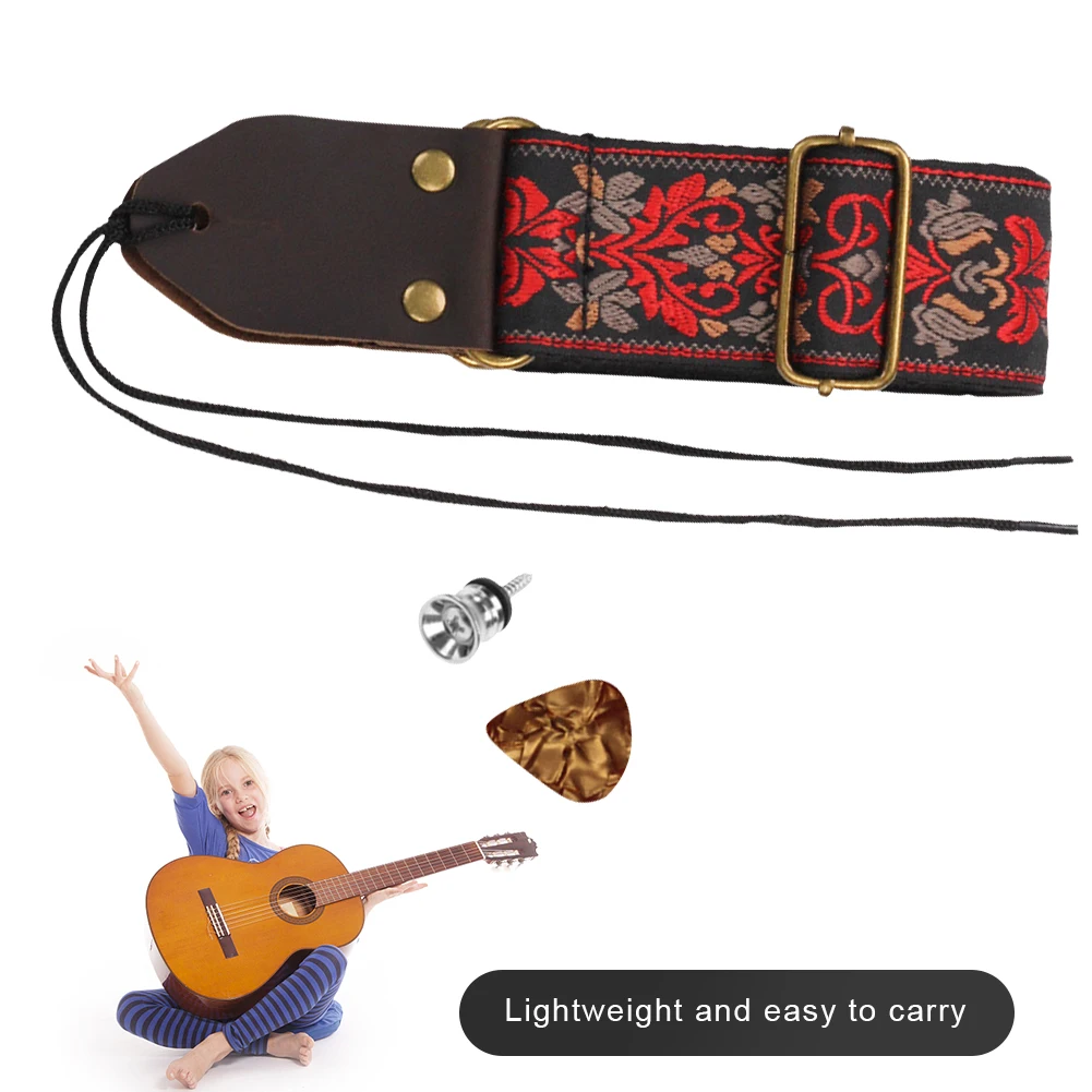 Guitar Shoulder Strap Adjustable 5cm Width Jacquard Guitar Strap with Tail Pin for Acoustic Guitar/Electric Guitar/Bass Guitar