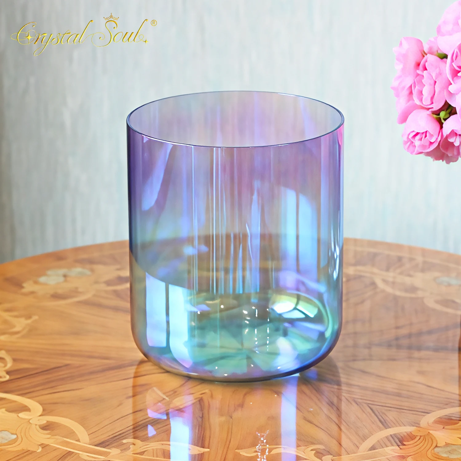 Crystal Soul Blue Purple Gradient Clear Alchemy Crystal Singing Bowls Unique Design Color Scheme Support Customization