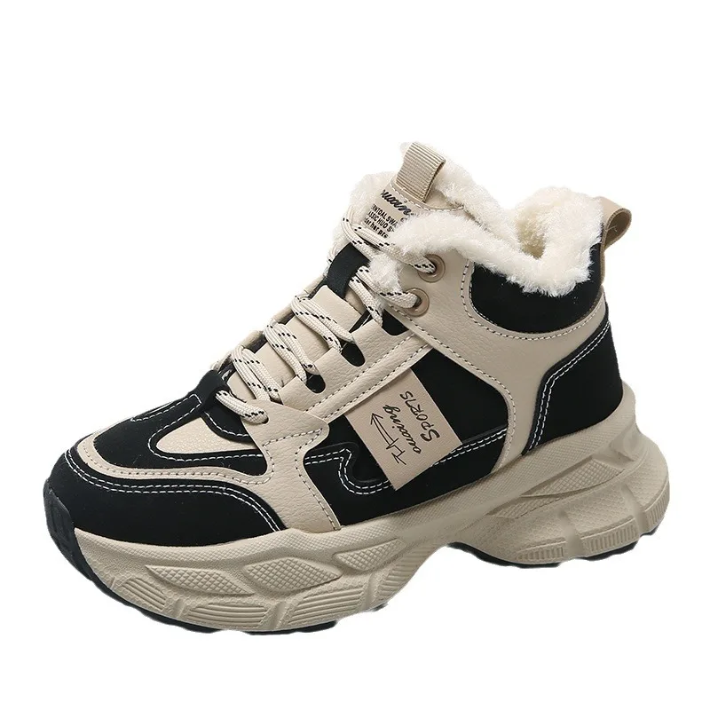 

2023 New Women's High Top Plush Casual Sports Shoes Winter Walking Sneakers women shoes