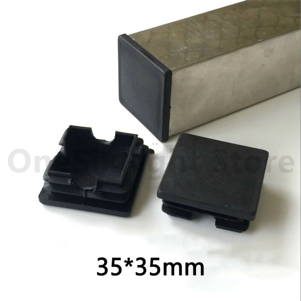 35x35mm Black Rubber Inner Plug Dust Cover Plastic Blanking Square Tube Pipe Inserts no-slip End Caps Chair Furniture Feet